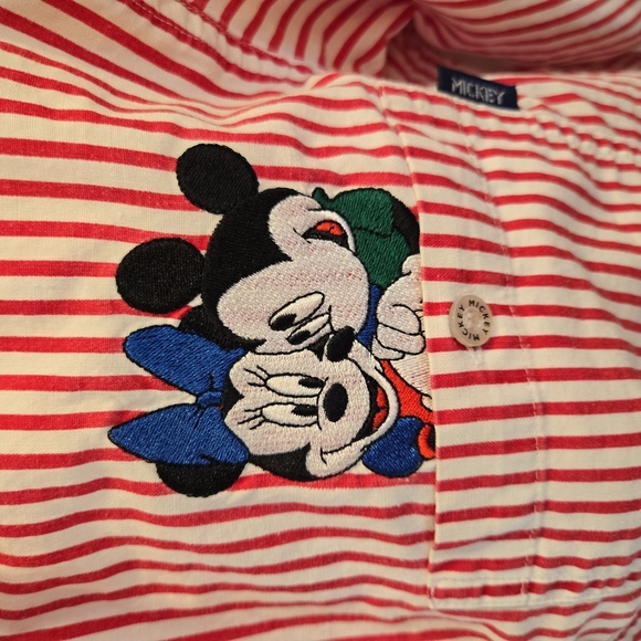 Mickey Unlimited × Jerry Leigh Embroidered Striped Button Down Womens Size Small - Picture 6 of 15